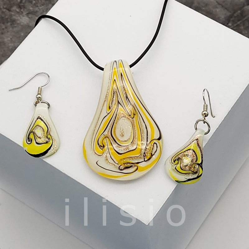 set cercei colier sticla murano