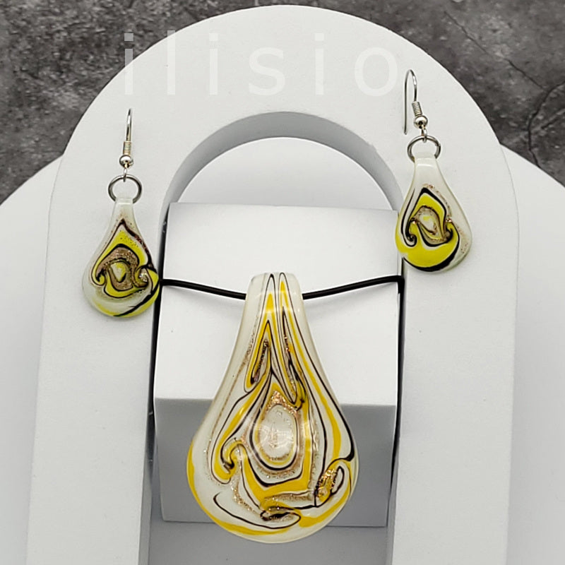 set cercei colier sticla murano