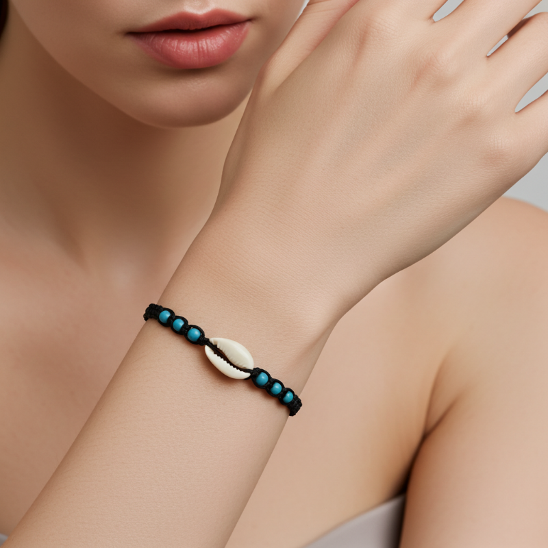 bratara artizanala scoica piatra turcoaz