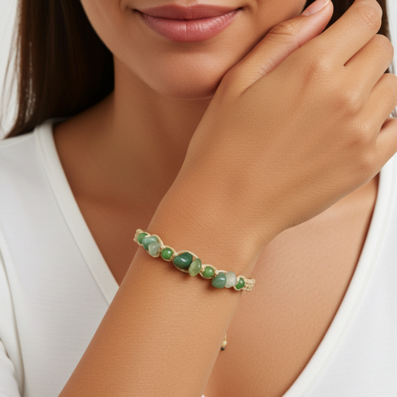 bratara handmade bumbac impletit peridot