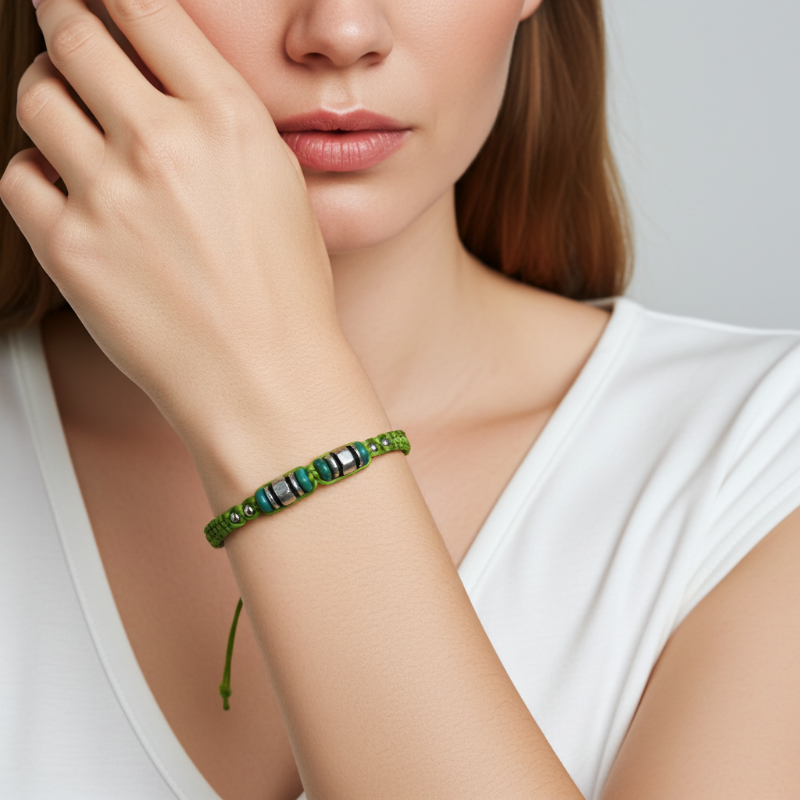 bratara handmade bumbac impletit verde