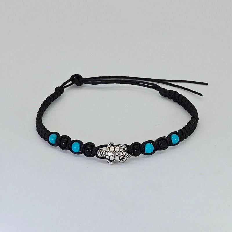 bratara handmade bumbac piatra turcoaz broasca testoasa