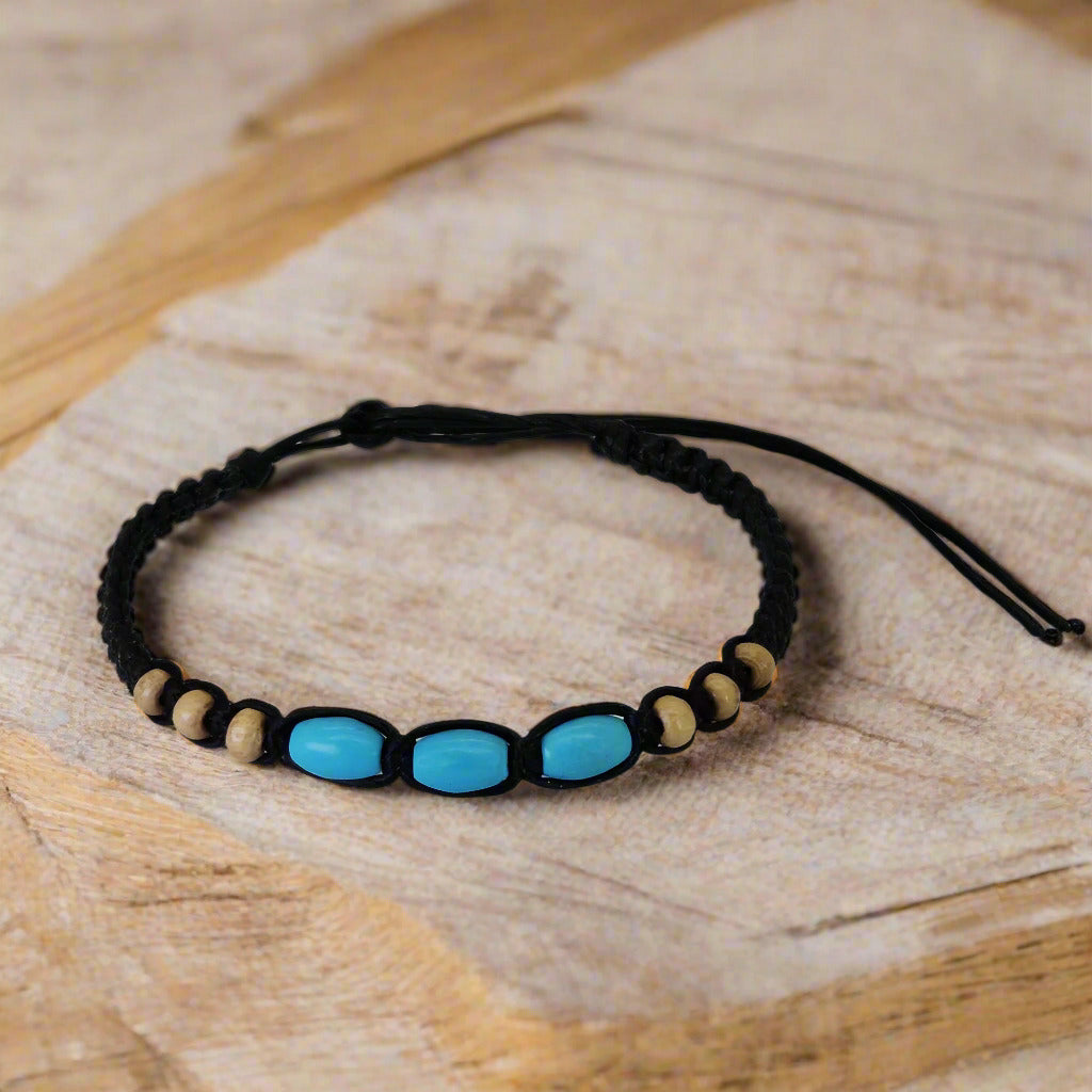 bratara handmade lemn piatra turcoaz