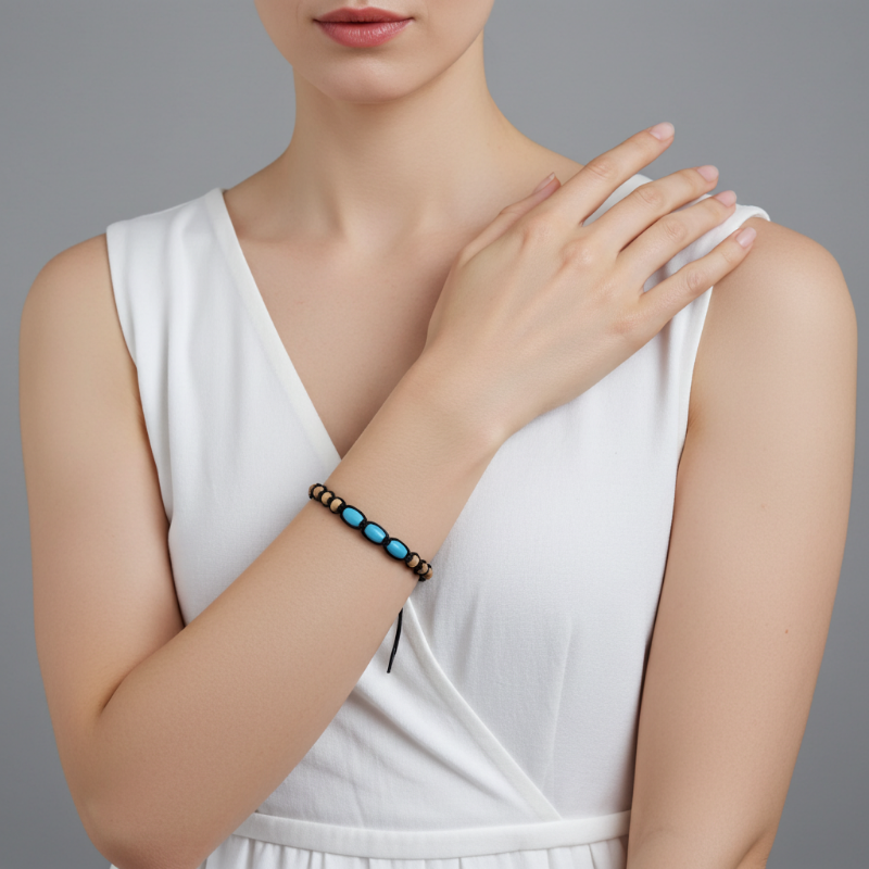 bratara handmade lemn piatra turcoaz