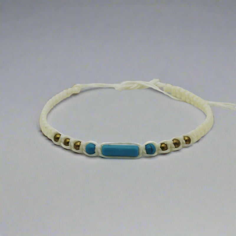 bratara handmade bumbac impletit piatra turcoaz