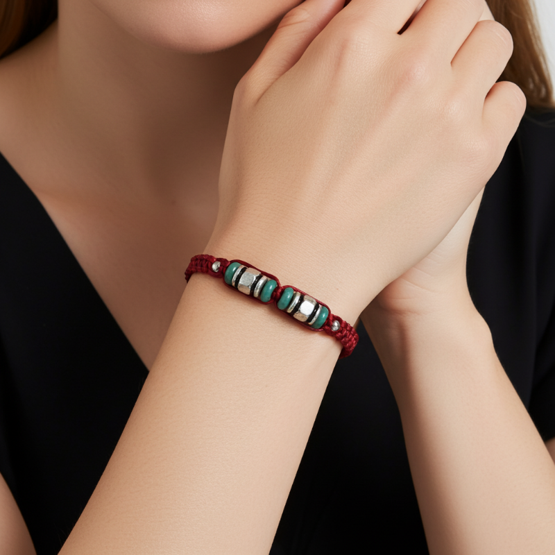 bratara handmade bumbac impletit rosu
