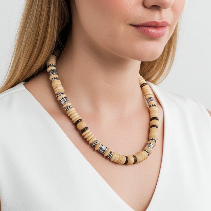 colier handmade lemn cocos