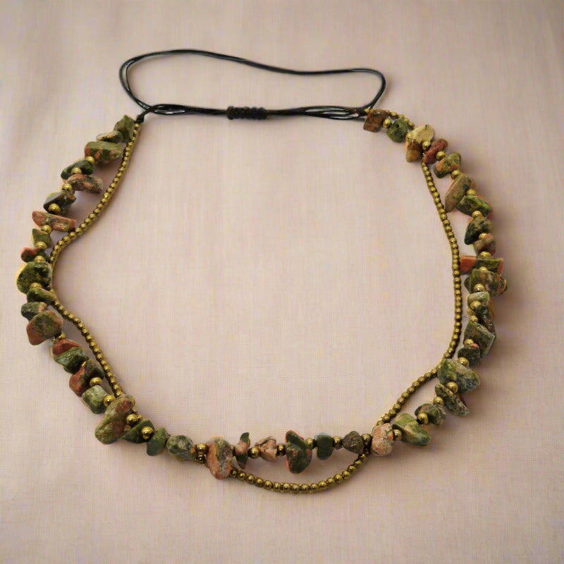 colier handmade piatra unakite