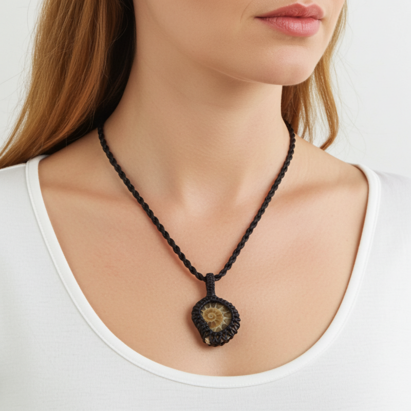colier handmade pandantiv fosil