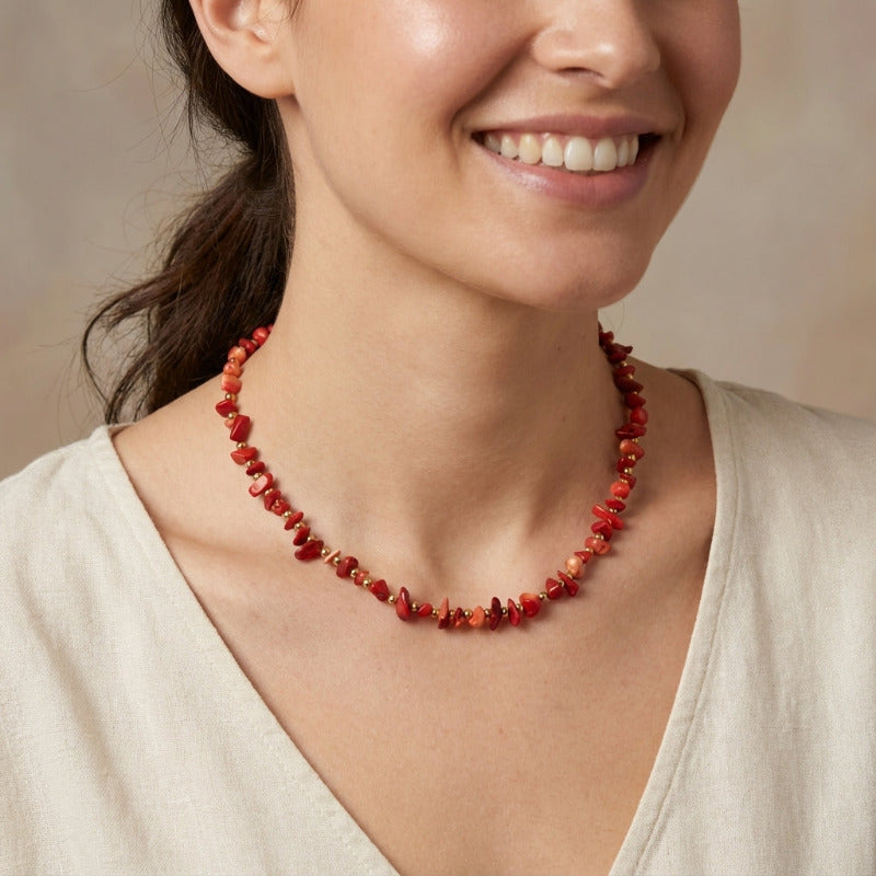 colier handmade jasp rosu