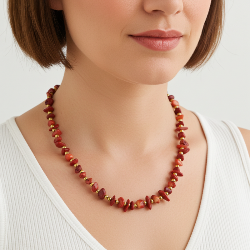 colier handmade jasp rosu