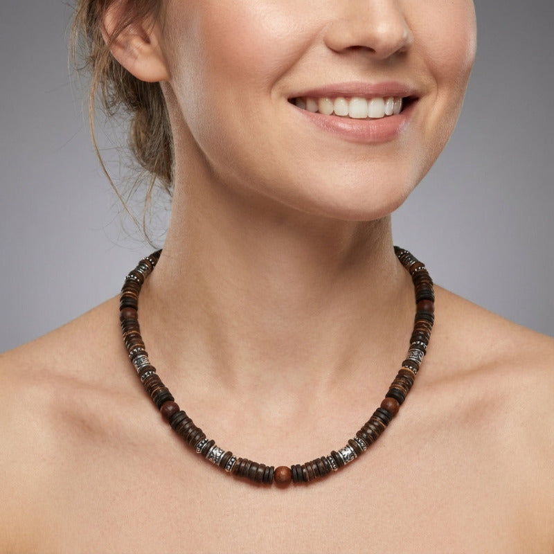 colier handmade lemn cocos
