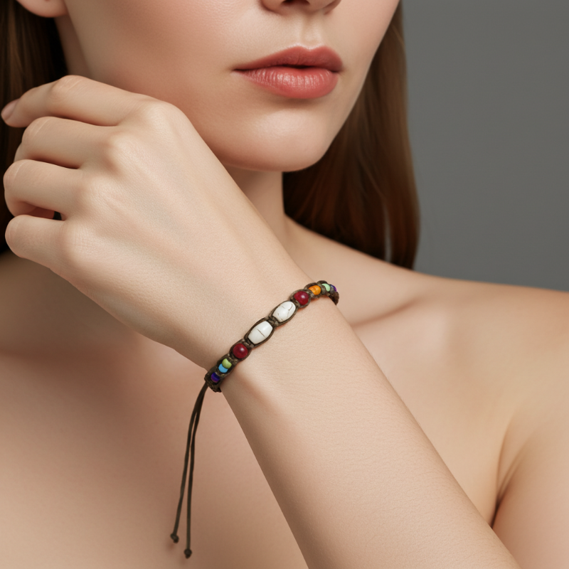 bratara handmade bumbac impletit piese acryl os