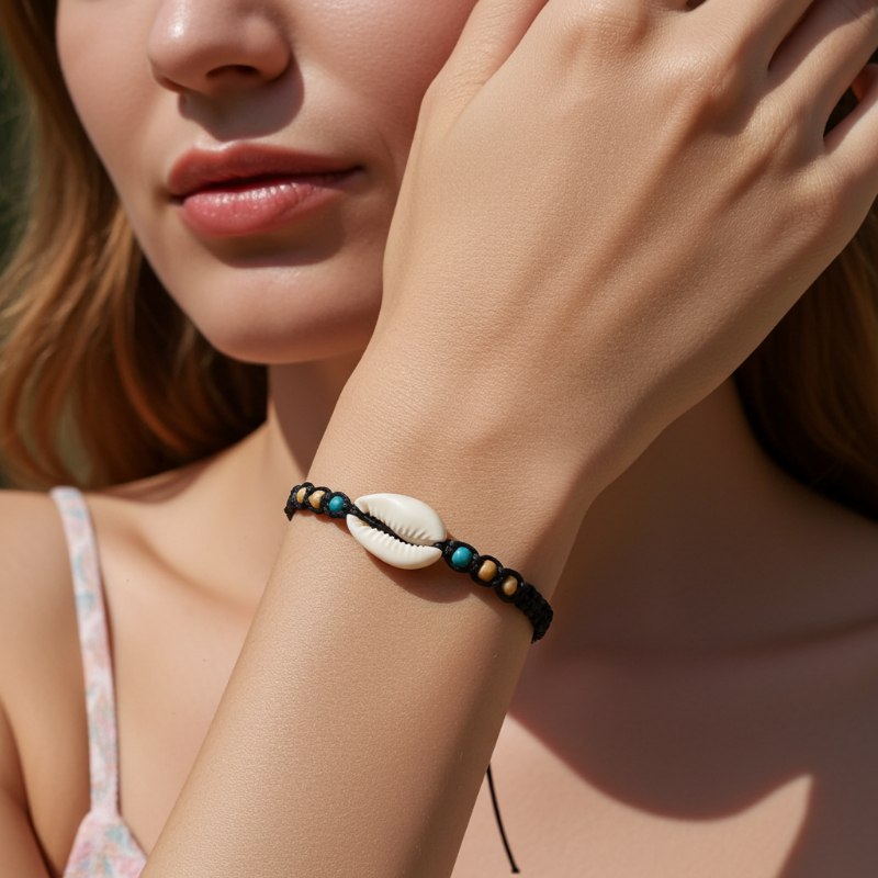 bratara handmade bumbac scoica