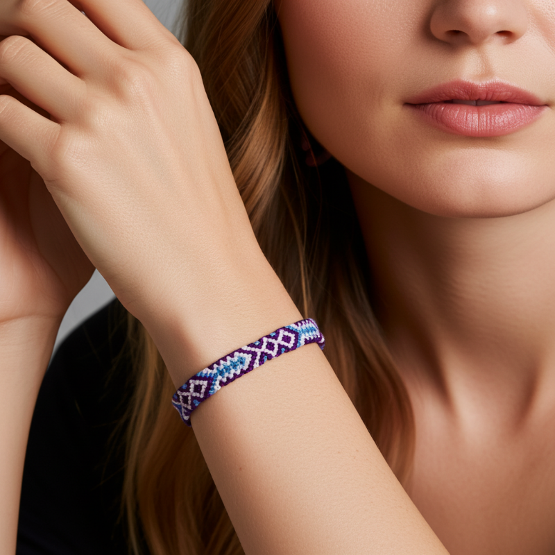 bratara impletita bumbac mov