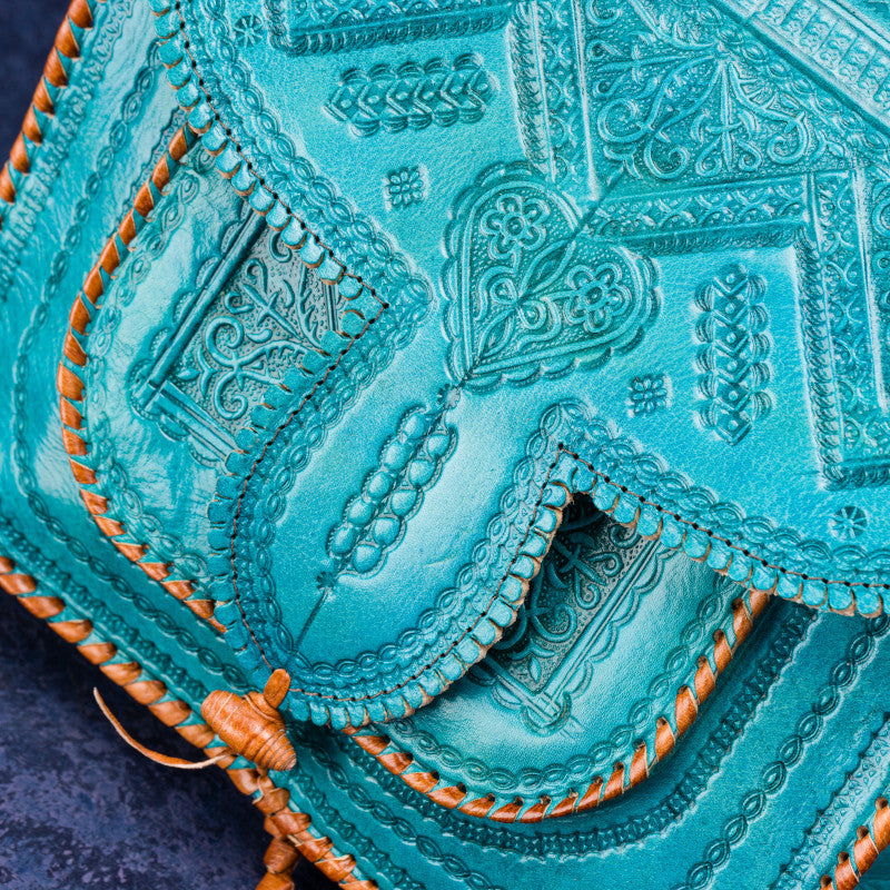 geanta handmade piele turcoaz modele etnice